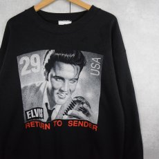 画像1: 90's Elvis Presley USA製 ミュージシャンプリントスウェット BLACK ONE SIZE (1)