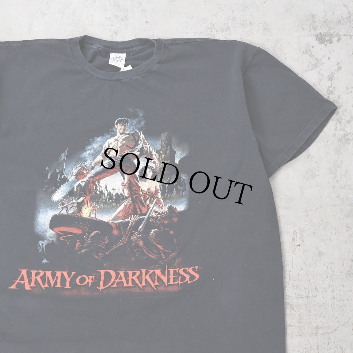 画像1: 90's ARMY OF DARKNESS USA製 ホラーアドベンチャー映画プリントTシャツ BLACK XXL (1)