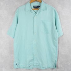 画像1: POLO Ralph Lauren "CALDWELL" シルク×リネン オープンカラーシャツ M (1)