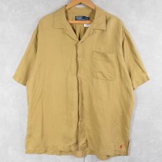 画像1: POLO Ralph Lauren "CALDWELL" リネン×シルク オープンカラーシャツ XL (1)