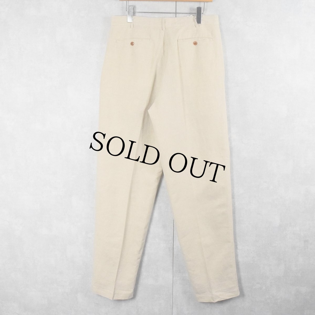 画像2: 90's BANANA REPUBLIC コットン×リネン 2タックスラックス W34 (2)