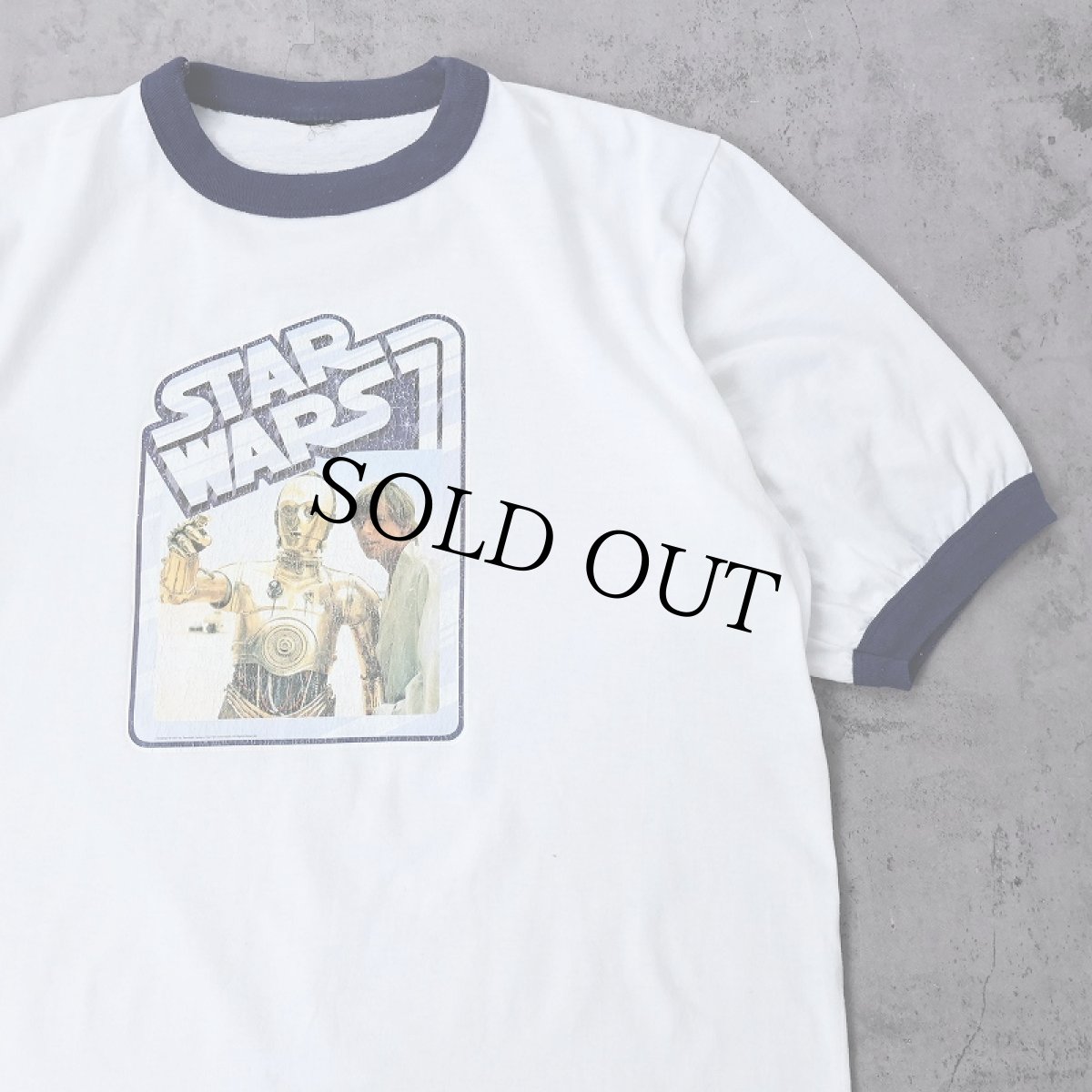 画像1: 90's STAR WARS "Luke Skywalker & C-3PO" 映画プリントリンガーTシャツ NAVY (1)