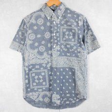画像1: Ralph Lauren ペイズリー柄 インディゴ染め コットンボタンダウンシャツ S (1)