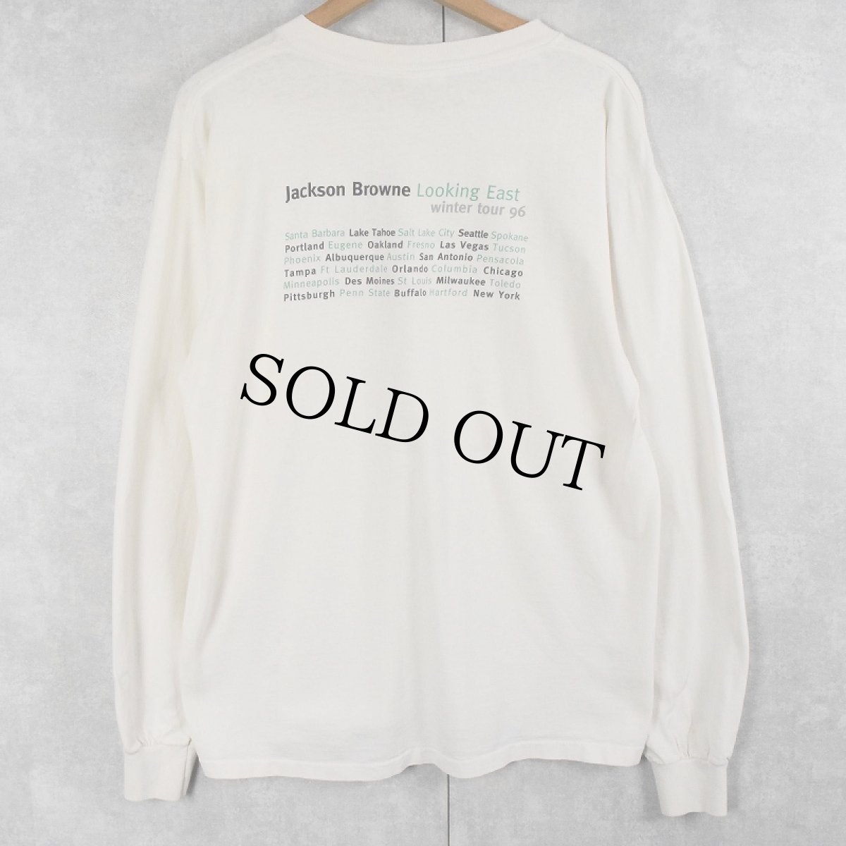 画像2: 90's Jackson Browne USA製 "Looking East winer tour 96" ミュージシャンツアーロンT L (2)