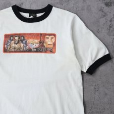画像1: 90's PLANET OF THE APES USA製 映画プリントリンガーTシャツ BLACK L (1)