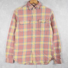 画像1: Ralph Lauren RRL マチ付き チェック柄 ヘビーネルシャツ S (1)