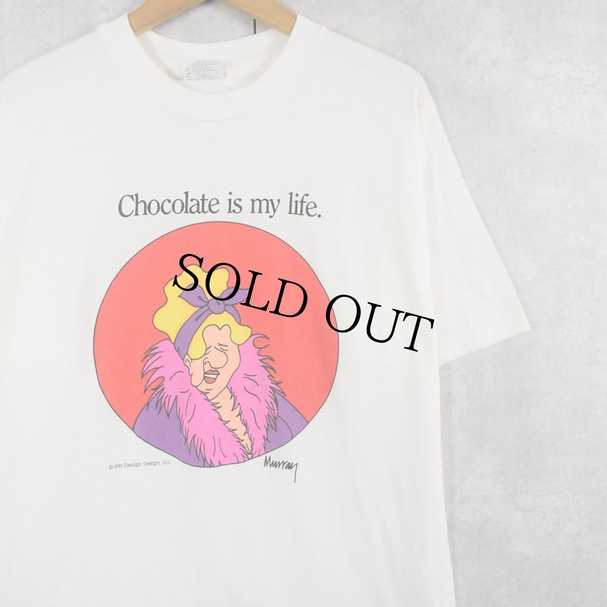 画像1: 90's USA製 "Chocolate is my life" イラストプリントTシャツ XL (1)