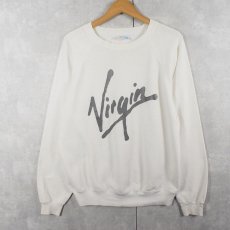 画像1: 80's Virgin Records USA製 ロゴプリントラグランスウェット L (1)