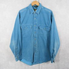 画像1: 80〜90's Eddie Bauer USA製 デニムシャツ L (1)