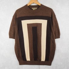 画像1: TULLIANO 切り替えデザイン レーヨン×コットンニットセーター M (1)