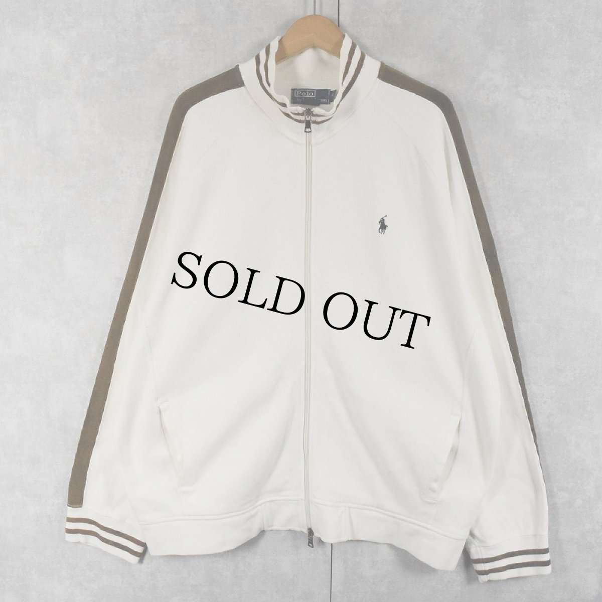 画像1: POLO Ralph Lauren サイドライン リブ編みスウェットジップジャケット XXL (1)