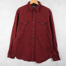 画像1: POLO Ralph Lauren "CLASSIC WESTERN" チェック柄 ヘビーネルウエスタンシャツ M (1)