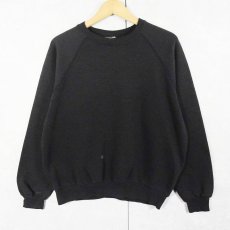 画像1: 90's Lee USA製 無地ラグランスウェット BLACK XL (1)