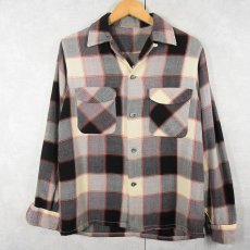画像1: 50〜60's ブロックチェック ウールオープンカラーシャツ  (1)