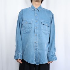 画像2: 80〜90's Eddie Bauer USA製 デニムシャツ L (2)
