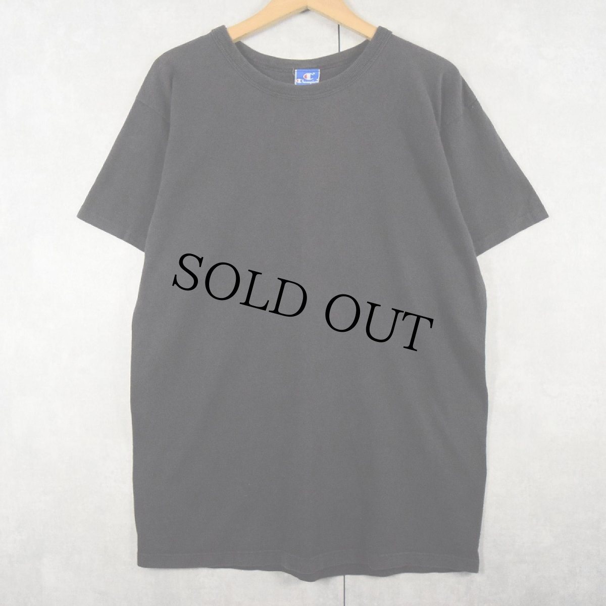画像1: 80〜90's Champion USA製 青刺繍タグ 後期 目無しTシャツ BLACK L (1)
