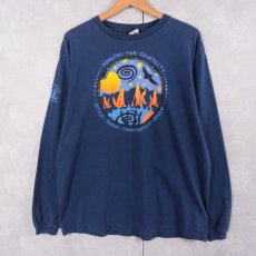 画像1: 90's patagonia USA製 "Beneficial T's" プリントロンT NAVY M (1)