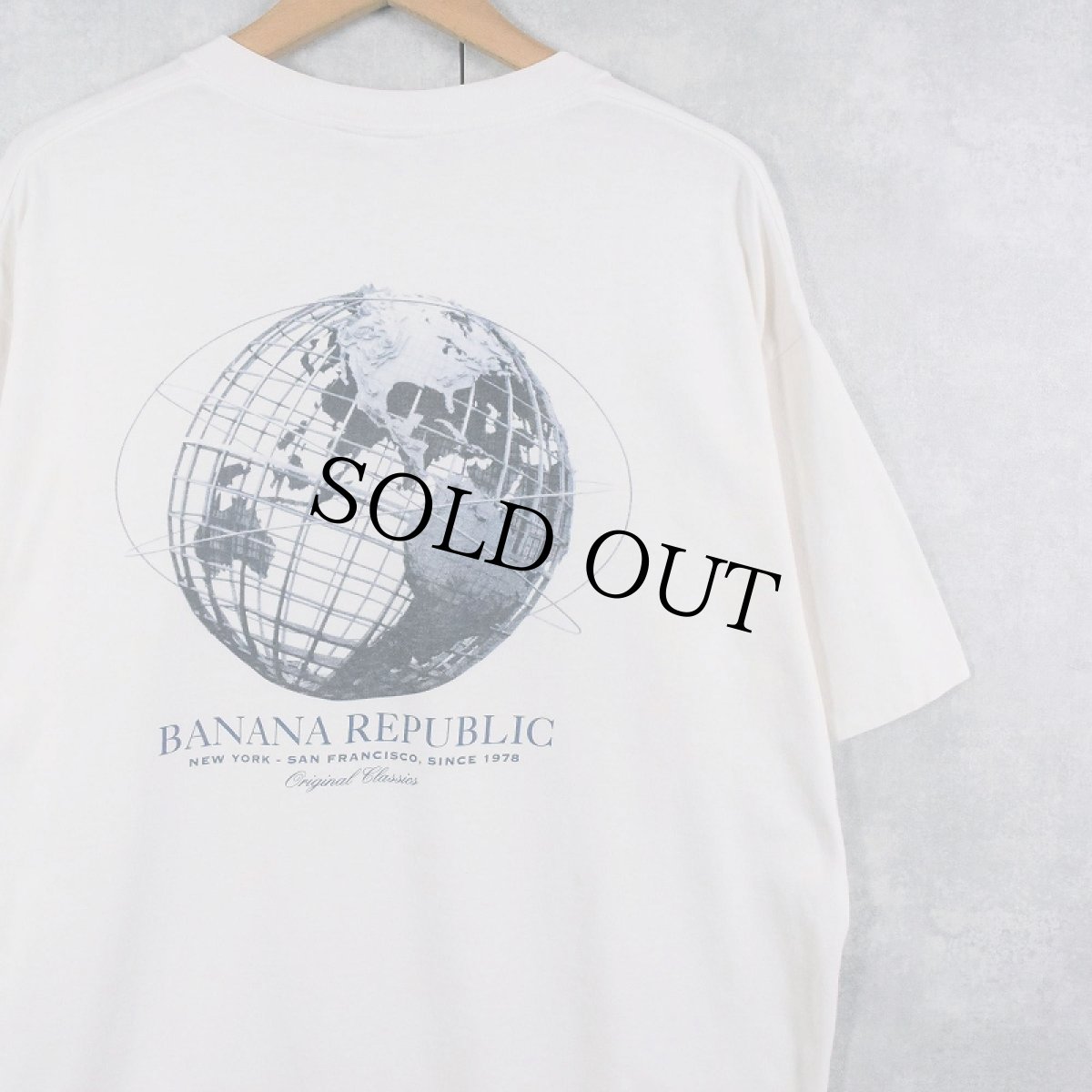 画像1: 90's BANANA REPUBLIC USA製 プリント ポケットTシャツ L (1)