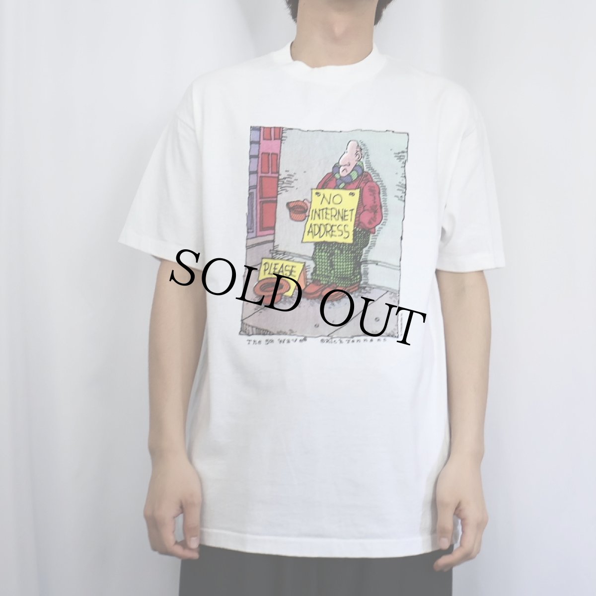 画像2: 90's Rich Tennant "NO INTERNET ADDRESS" シュールイラストプリントTシャツ L (2)