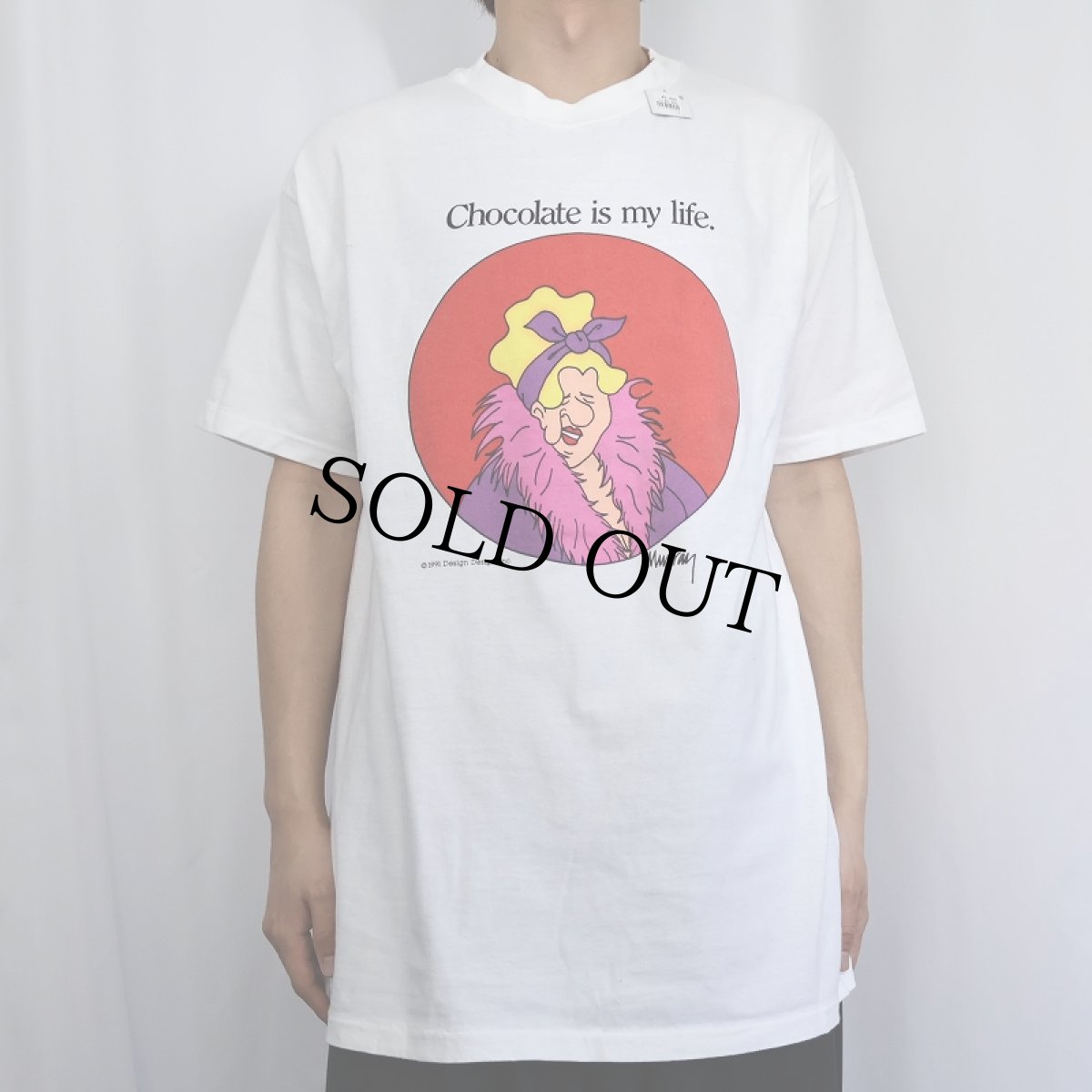 画像2: 90's USA製 "Chocolate is my life" イラストプリントTシャツ XL (2)