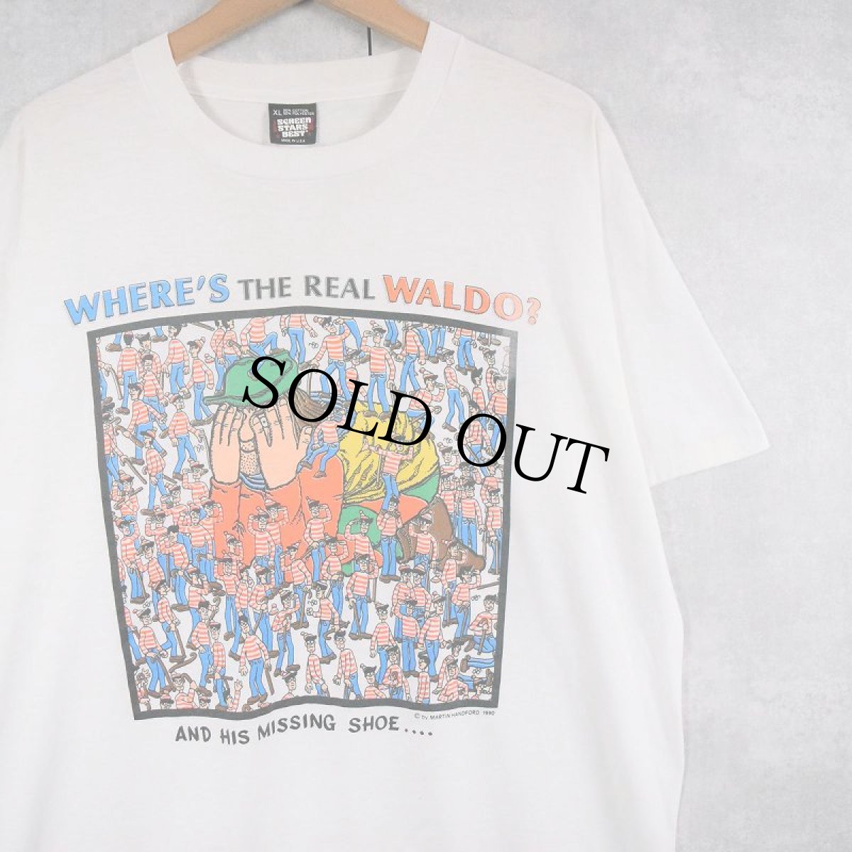 画像1: 90's WHERE'S WALDO? USA製 絵本プリントTシャツ XL (1)