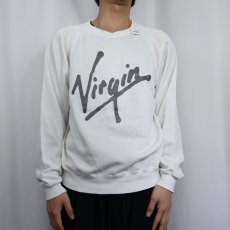 画像2: 80's Virgin Records USA製 ロゴプリントラグランスウェット L (2)