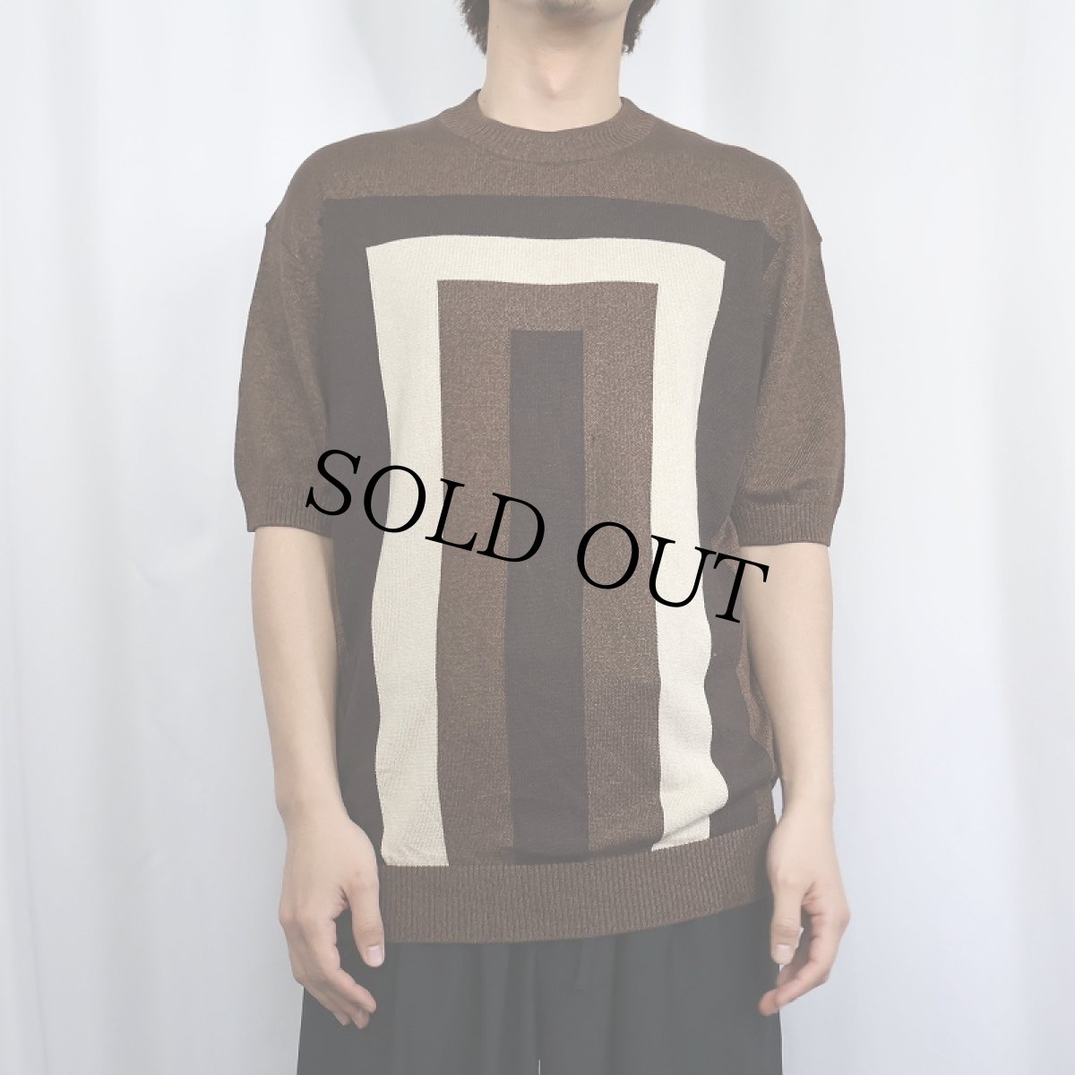 画像2: TULLIANO 切り替えデザイン レーヨン×コットンニットセーター M (2)