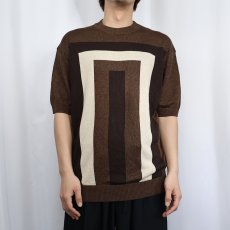 画像2: TULLIANO 切り替えデザイン レーヨン×コットンニットセーター M (2)