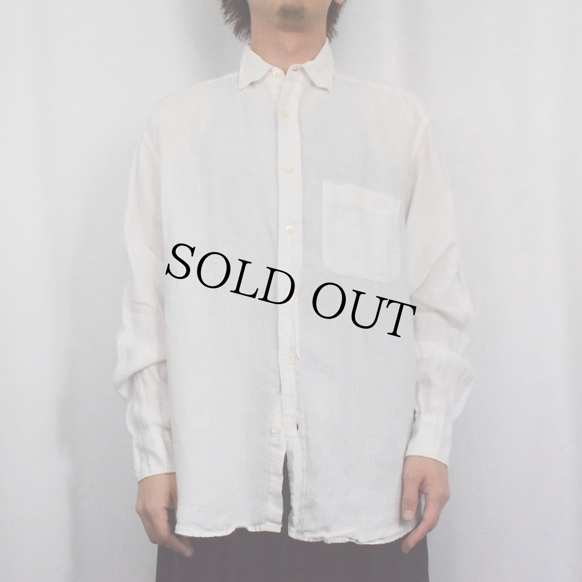 画像2: BANANA REPUBLIC アイリッシュリネンシャツ M (2)