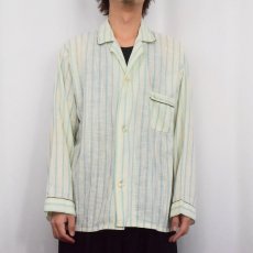 画像2: 70's Customade ストライプ柄 パジャマシャツ L (2)