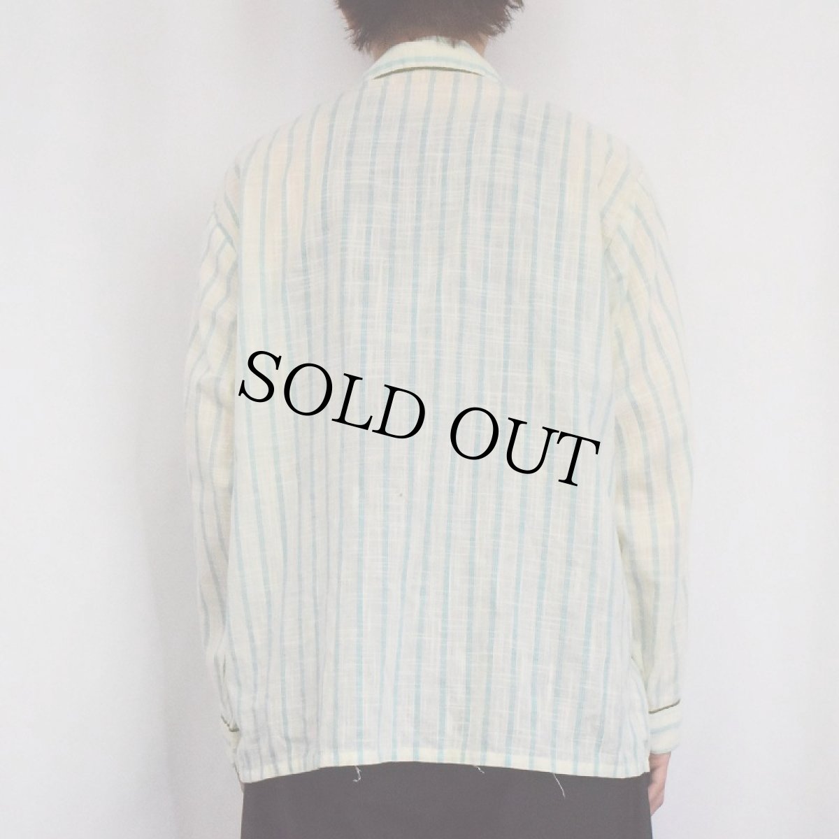 画像3: 70's Customade ストライプ柄 パジャマシャツ L (3)