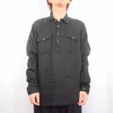 画像2: POLO Ralph Lauren リネンプルオーバーシャツ BLACK L (2)