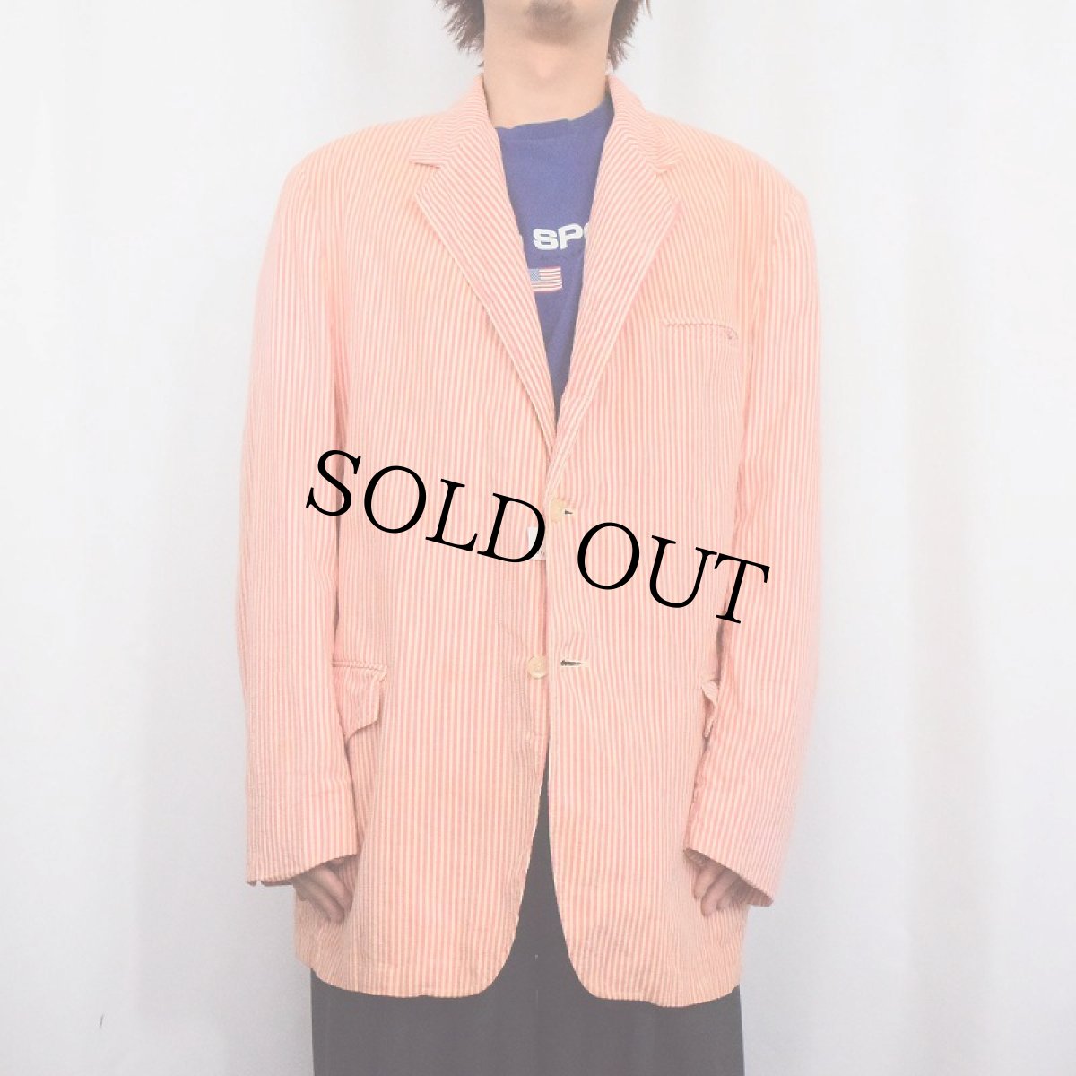 画像2: 70's SEARS The Men's Store ストライプ柄 シアサッカーテーラードジャケット SIZE46 (2)