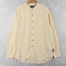 画像1: STRUCTURE バンドカラー シルクシャツ L (1)