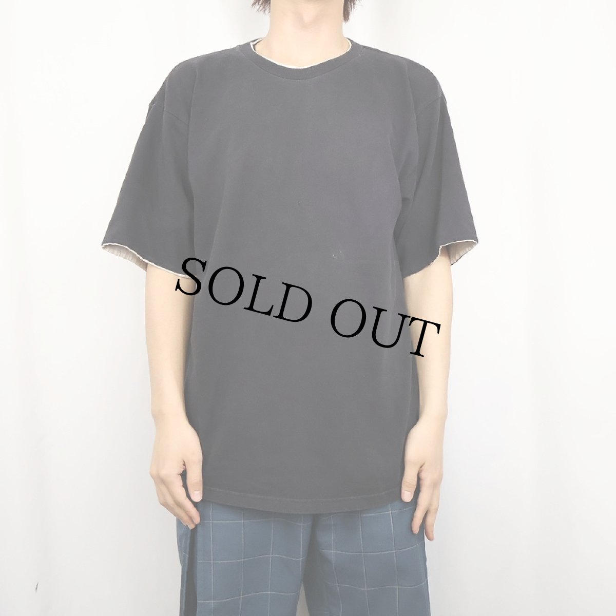 画像2: 90's TULTEX レイヤードデザイン 無地Tシャツ BLACK L (2)