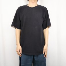 画像2: 90's TULTEX レイヤードデザイン 無地Tシャツ BLACK L (2)