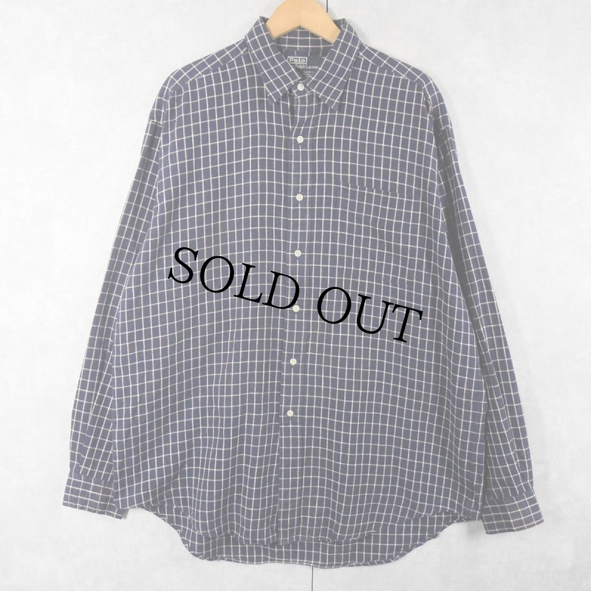 画像1: POLO Ralph Lauren "LOWELL SPORT" チェック柄 コットン×リネンシャツ NAVY L (1)