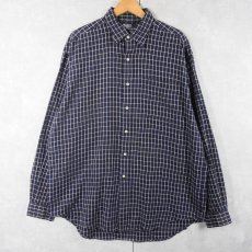 画像1: POLO Ralph Lauren "LOWELL SPORT" チェック柄 コットン×リネンシャツ NAVY L (1)