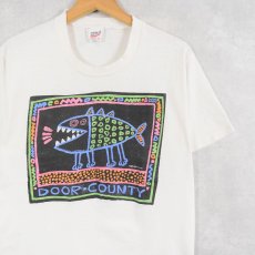 画像1: 90's BIG HED designs USA製 "DOOR-COUNTY" アートプリントTシャツ L (1)