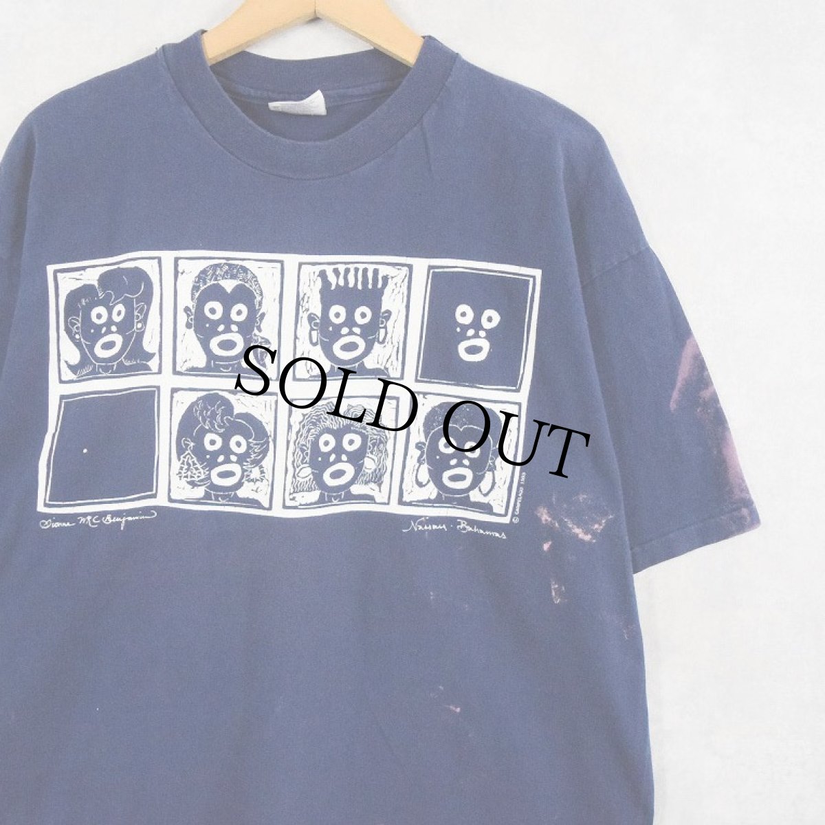 画像1: 90's CARIPELAGO USA製 アートプリントTシャツ NAVY XL (1)