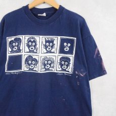 画像1: 90's CARIPELAGO USA製 アートプリントTシャツ NAVY XL (1)