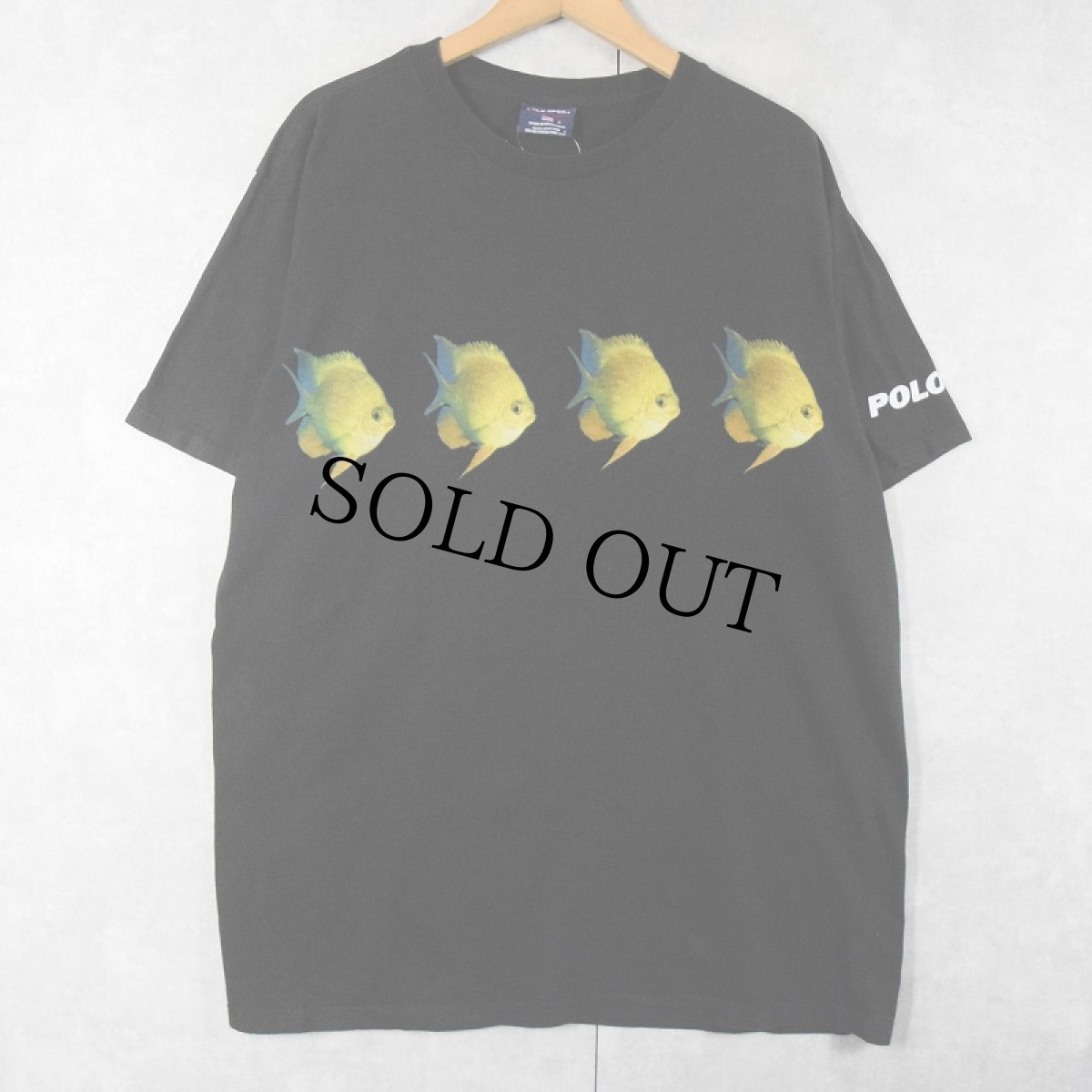 画像1: 90's POLO SPORT Ralph Lauren 魚プリントTシャツ BLACK L (1)