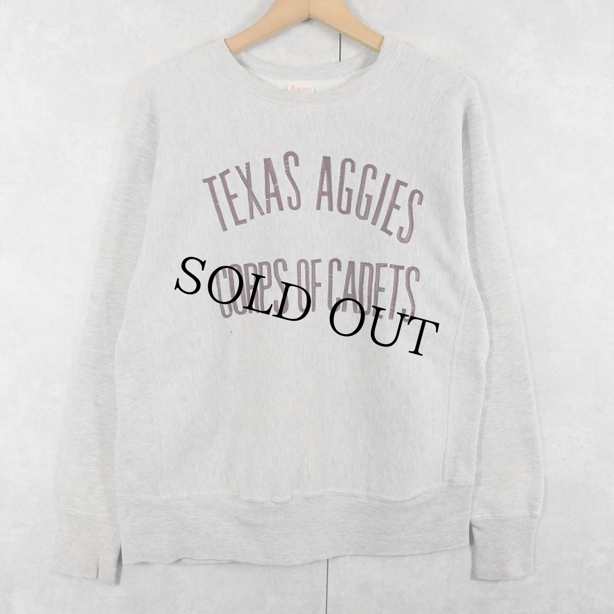 画像1: 70's Champion REVERSE WEAVE 赤単色タグ USA製 "TEXAS AGGIES CORPS OF CADETS" ラバープリントスウェット M (1)