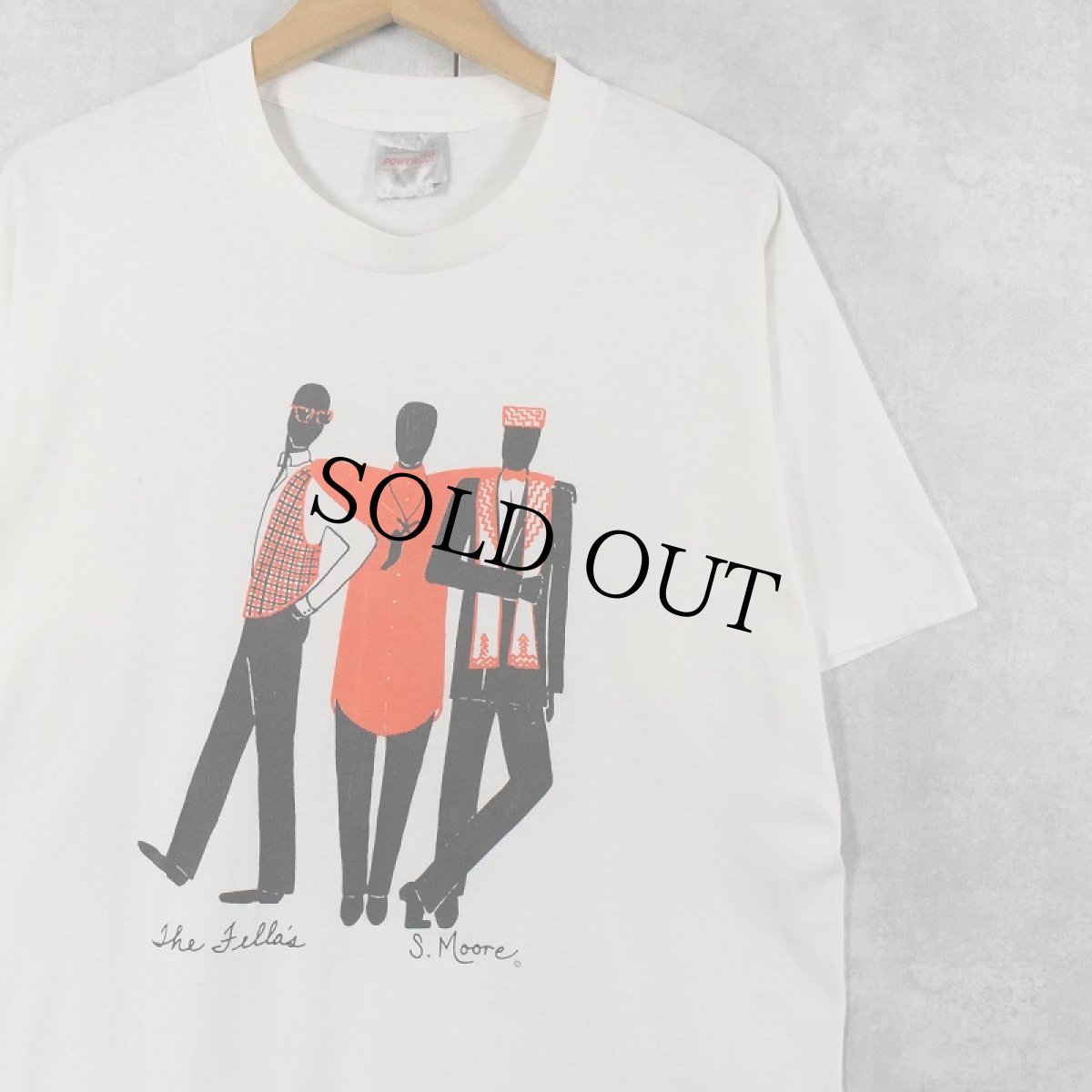 画像1: 90's S.Moore USA製 "The Fella's" イラストプリントTシャツ L (1)