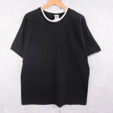 画像1: 90's MUNSING WEAR USA製 レイヤードデザイン 無地Tシャツ BLACK M (1)