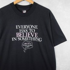 画像1: 80's RIVERTOWN TRADING CORP USA製 "EVERYONE HAS TO..." メッセージプリントTシャツ BLACK XL (1)