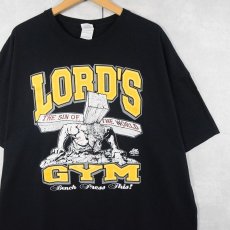 画像1: LORD'S GYM "HIS PAIN YOUR GAIN" ジーザス パロディプリントTシャツ 2XL (1)
