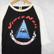 画像1: 90's VINCE NEIL ヘヴィメタルバンドツアー リメイクラグランTシャツ  (1)