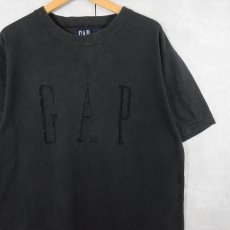 画像1: 〜90's GAP KOREA製 ロゴ刺繍 鹿の子Tシャツ BLACK M (1)