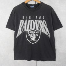 画像1: 90's RAIDERS NFLチーム ロゴプリントTシャツ BLACK M (1)